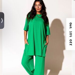 Dressed in lala green playsuit
